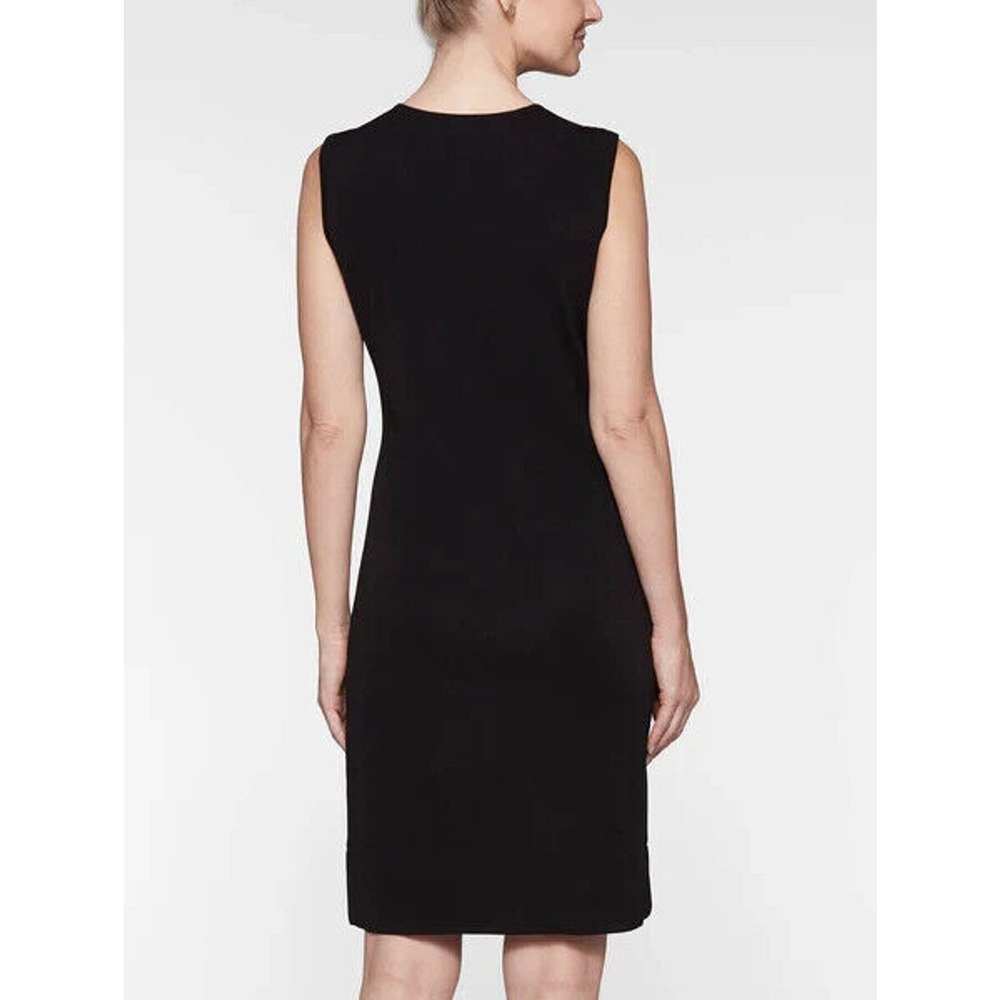Exclusively Misook Tank Dress Black Sleeveless Round Neck Knit Acrylic Classic M - Picture 2 of 7
